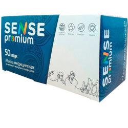 Маски медицинские, голубые Sense (Сенси) Premium, лицевые, защитные, трехслойные (50 шт)