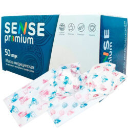 Маски медицинские, с рисунком Sense (Сенси) Premium, лицевые, защитные, трехслойные (50 шт)