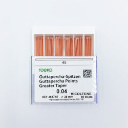 Гуттаперчивые штифты 04 №45 ROECO - для пломбирования корневых каналов (60 шт)