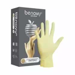 Перчатки Benovy HD , S, латексные, двойное хлор, неопудренные, нестерильные (100 шт)