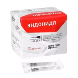 Эндонидл - эндодонтические иглы, для антисепт-ой обработки каналов, упаковка 100 игл ( 0,4 х38 )